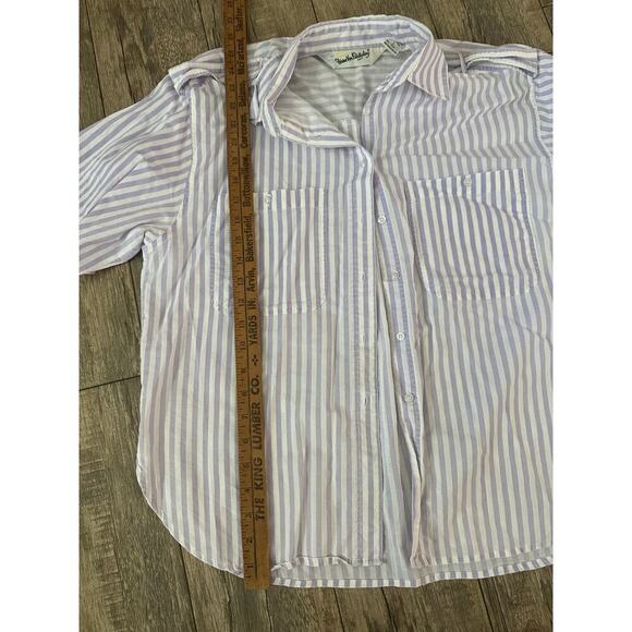 Vintage Diane von Furstenberg White & Purple Stripe Button Up Shirt Size Large - Picture 7 of 7